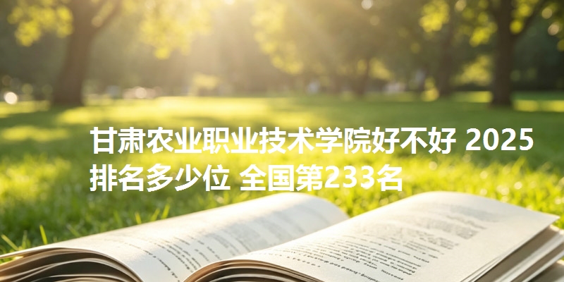 甘肃农业职业技术学院好不好 2025排名多少位 全国第233名