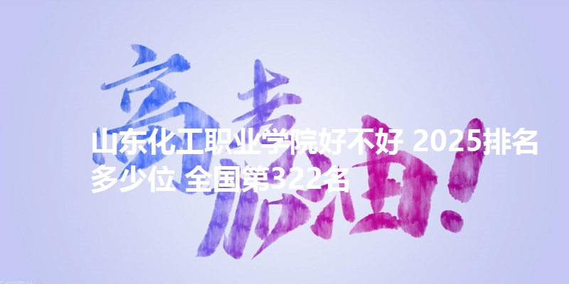 山东化工职业学院好不好 2025排名多少位 全国第322名