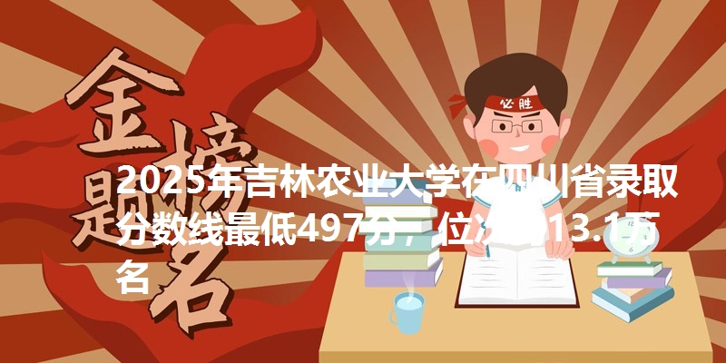 2025年吉林农业大学在四川省录取分数线最低497分，位次约13.1万名