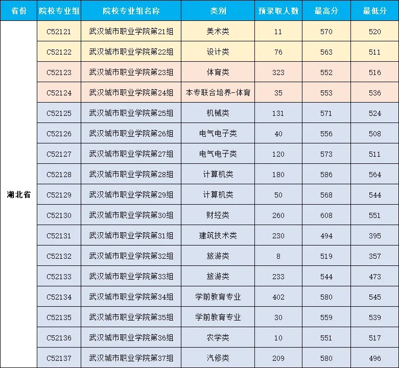 武汉城市职业学院2025湖北录取分数线 武汉城市职业学院2025湖北录取分数线