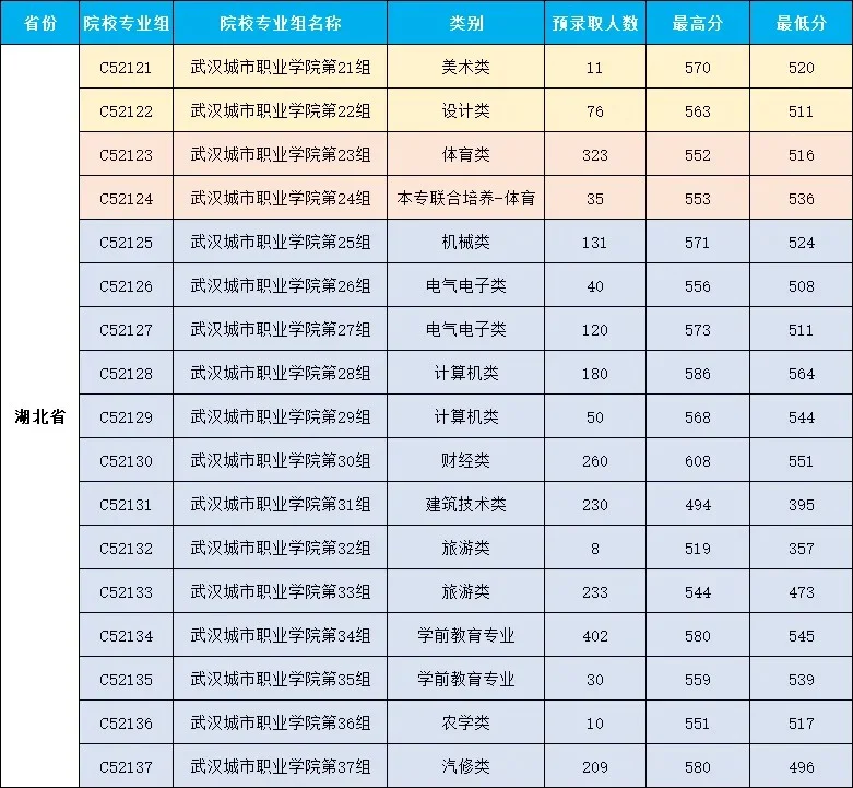武汉城市职业学院2025湖北录取分数线