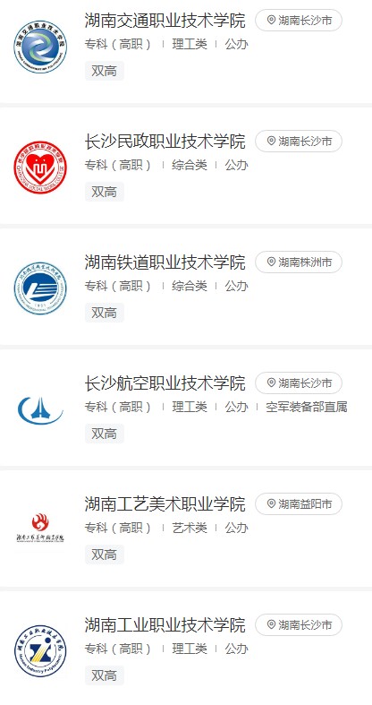 湖南双高计划高职院校名单