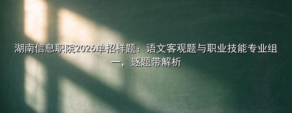 湖南信息职业技术学院2026单招样题实战：语文客观题＋职业技能专业组一逐题解析